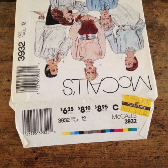 Vtg 1980s McCall's 3932  w Tie Bow Pattern Sz 12  34" Bust Shoulder Pads - Picture 3 of 12